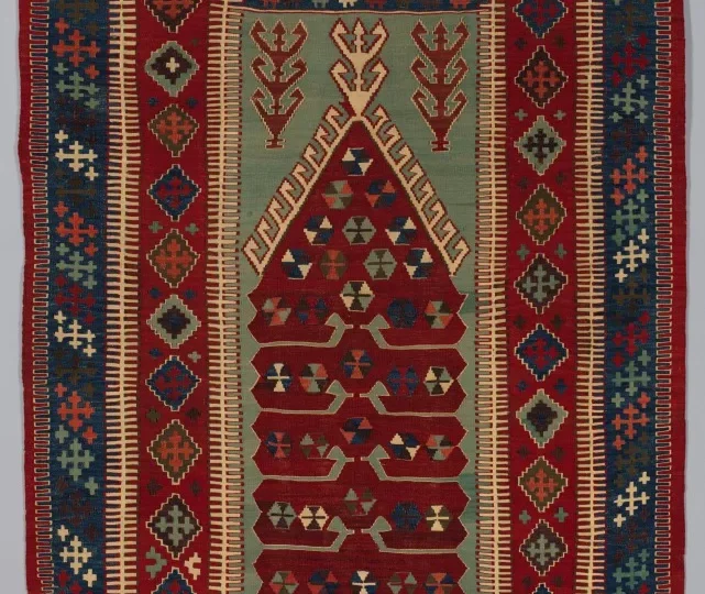 Hand-Knotted Wool Kilim Rug